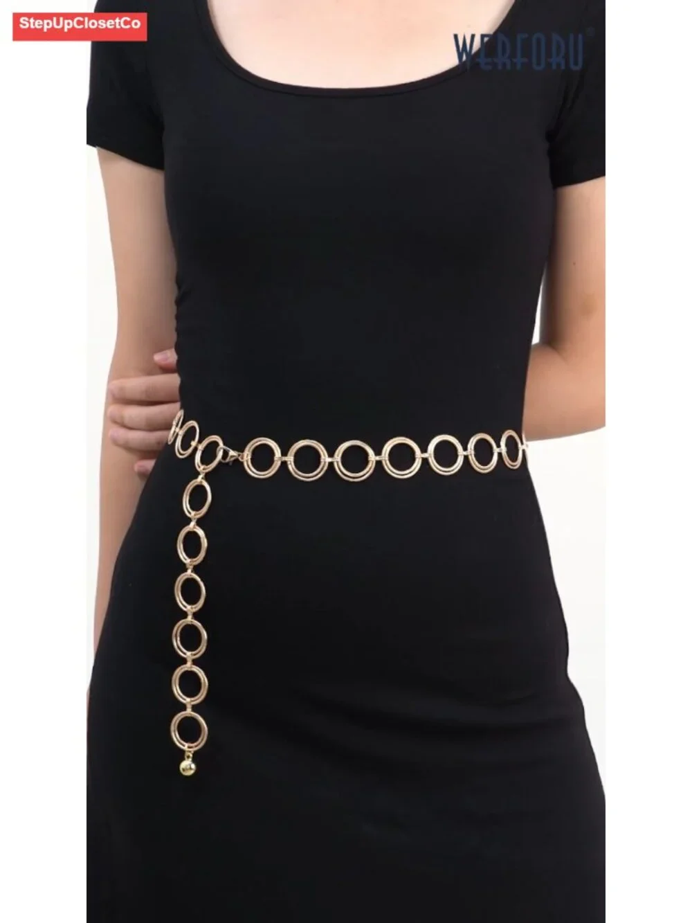 Multilayer Gold Plated Alloy Metal Link Body Chain Belt Waist Chain for Jeans
